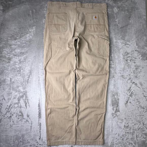 Distressed Carhartt Relaxed Fit Tan Khaki Baggy Carpenter Pants Size 38X34 - Picture 1 of 6